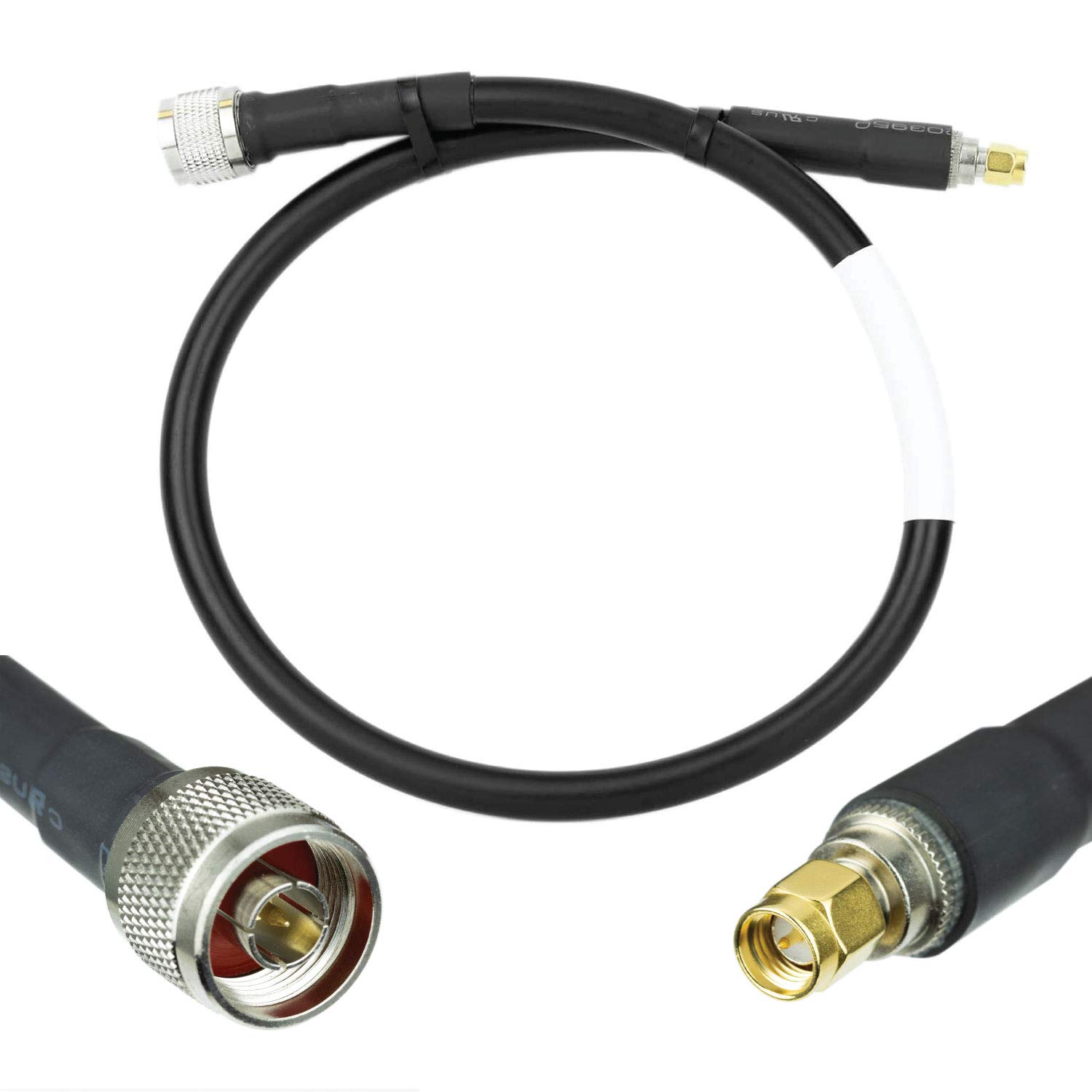 Bolton400 Cable - LMR400 Equivalent Coaxial Cable 2ft - Heavy Duty Ultra Low Loss Coax Cable 50ohm - N Male to SMA Male - 2 Feet Black - for Home and Commercial Signal Booster Installations