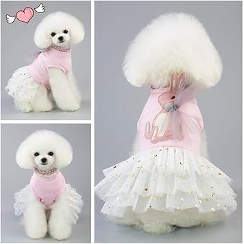 Amazon Faytun 犬 服 犬服 猫服 ワンピース ドレス 春 夏 秋 変身服 コスプレ 仮装 ウエディング ドレス 洋服 ペット服 可愛い お洒落 散歩 お姫様 お出かけ 誕生日 パーティー 記念撮影 レース 小型犬 中型犬 ピンクm Haina