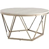 SEI Furniture Luna Faux Stone Round Coffee Table, Champagne