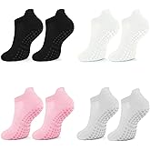 Vikodah 3 Pairs Pilates Socks for Women Silicone Anti Slip Grips Sole Cotton Floor Sock for Training Yoga Dance Workout