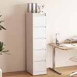 Glyxxen 5 Drawer File Cabinet with Lock, Vertical Filing Cabinets for Home Office, Metal Storage Cabinets, Heavy Duty File Cabinet for Letter/Legal/A4/F4 Size Amsseble Required, White