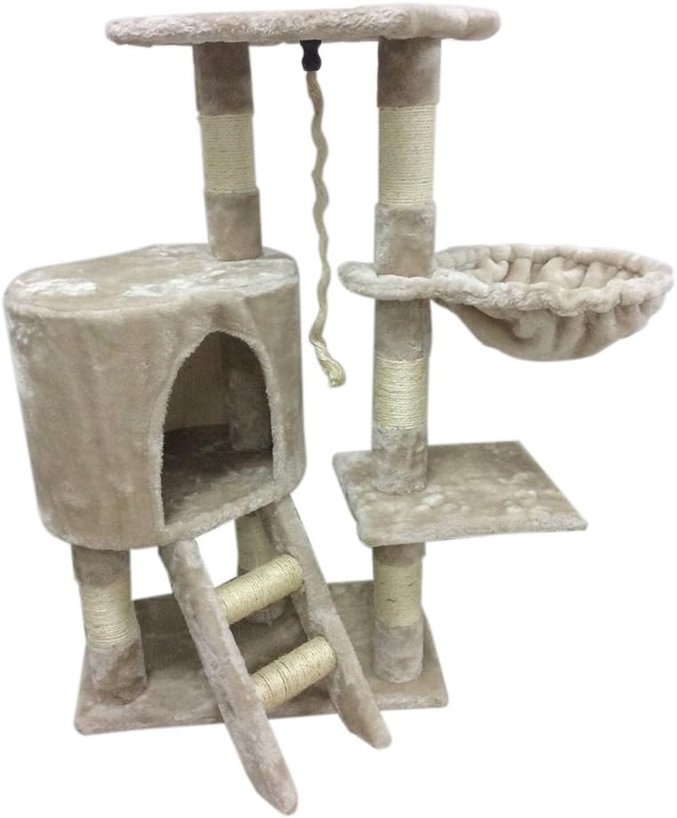 Hifeel Large Cat Trees, Lovely Cat Scratching Post Pet Climbing Trees, Home Decorative High Cat Tower, Pet Play and Exercise Toys, Beige