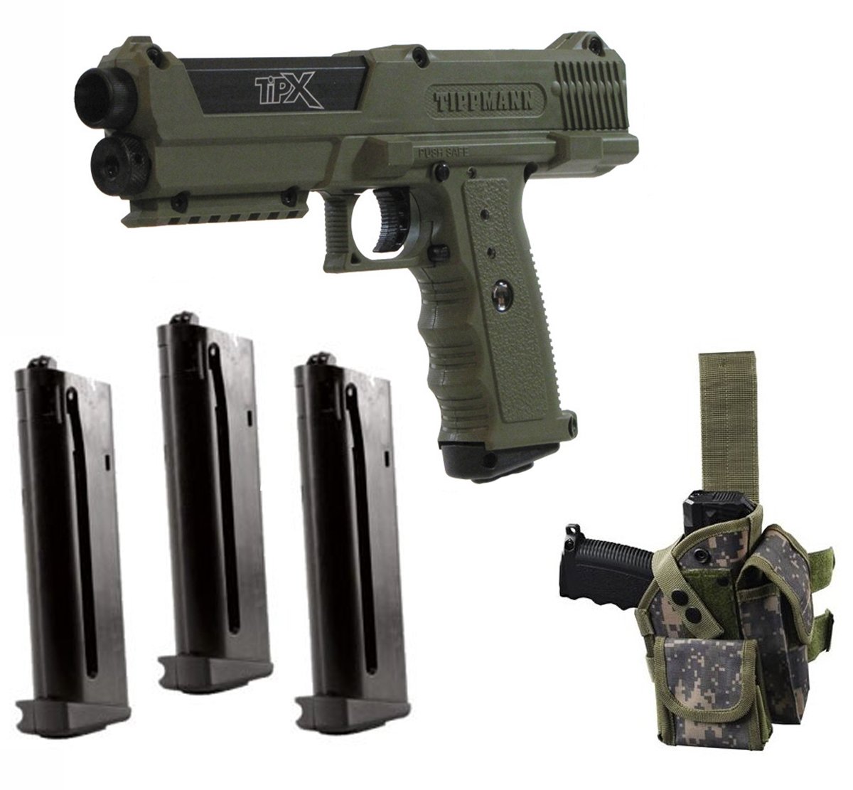Galleon Tippmann TiPX .68 Caliber Deluxe Paintball Pistol Kits (Olive