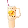 Silver Buffalo Gilmore Girls Luke's Diner Stainless Steel Tumbler with Handle and Straw, Fits in Standard Cup Holder, 40 Ounces