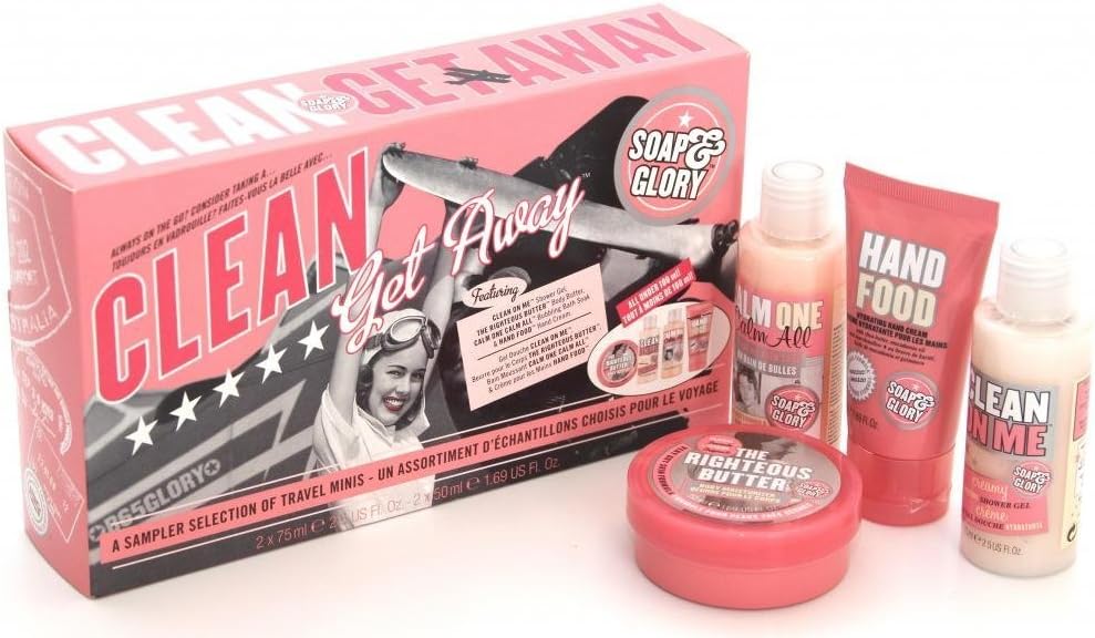 Soap And Glory Clean Getaway Gift Set 4 Mini Best Sellers Inc Hand Food Amazon Co Uk Health Personal Care