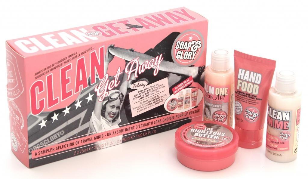 Soap And Glory Clean Getaway Gift Set 4 Mini Best Sellers Inc Hand Food