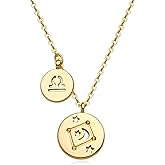 ABDOT Gold Necklace for Women 18K Gold Plated Astrology Zodiac Necklace 12 Constellation Necklace Birthday Gift for Women