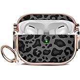 Maxjoy for Cute Airpods Pro 2 case with Safety Lock,Compatible Airpods Pro Case 2nd/1st Gen,for Leopard Print AirPods Case Coverfor Women Girly with Keychain-Black