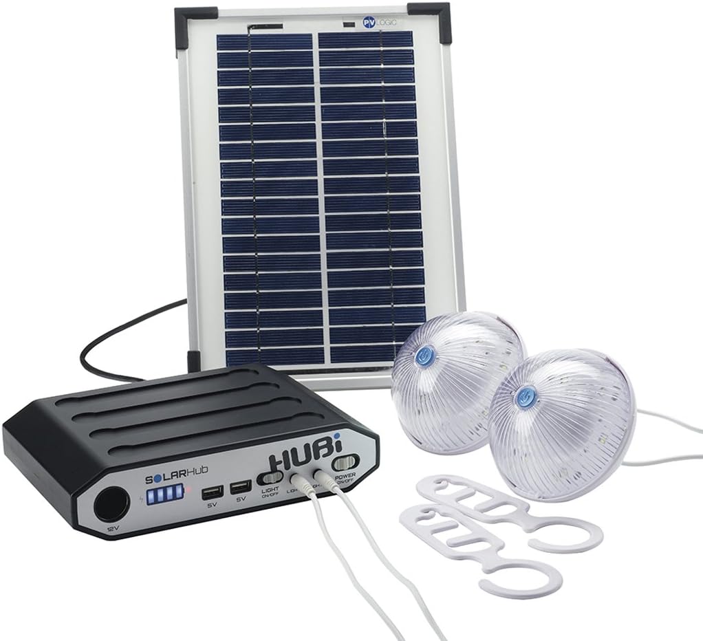 HUBi 2K Solar Power Lighting and Charging Kit - Off-White by HUBi