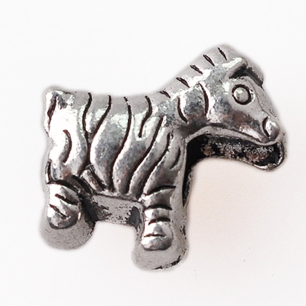 RUBYCA 50pcs Tibetan Silver Tone Spacer Beads Fit European Charms Bracelet Zebra Design