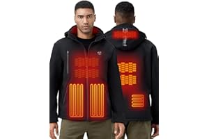 IHOOD Men's Heated Jacket with Detachable Hood, Waterproof Winter Outdoor Coat Electric Insulated jackets with Battery Pack