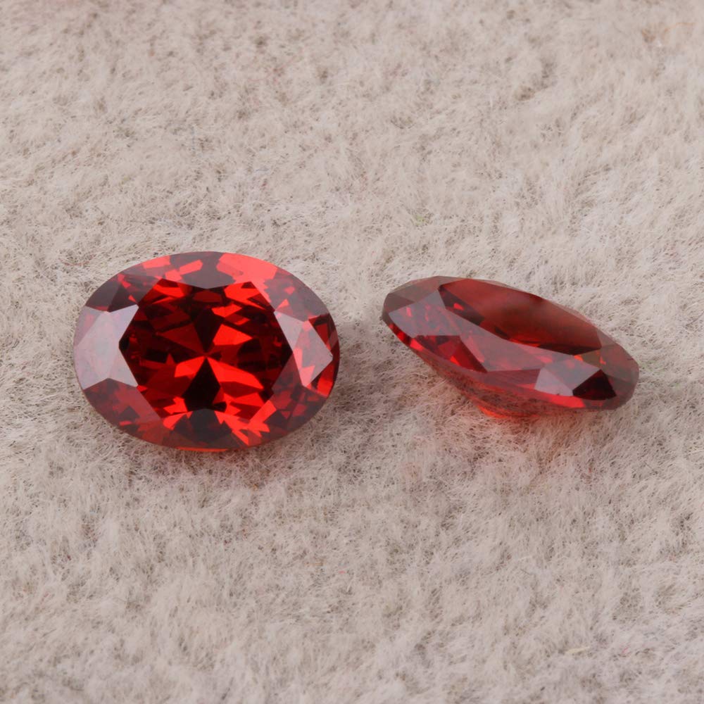 Ximimark 10Pcs Oval Shape Cut Red Mozambique Loose Gemstone 7x5mm