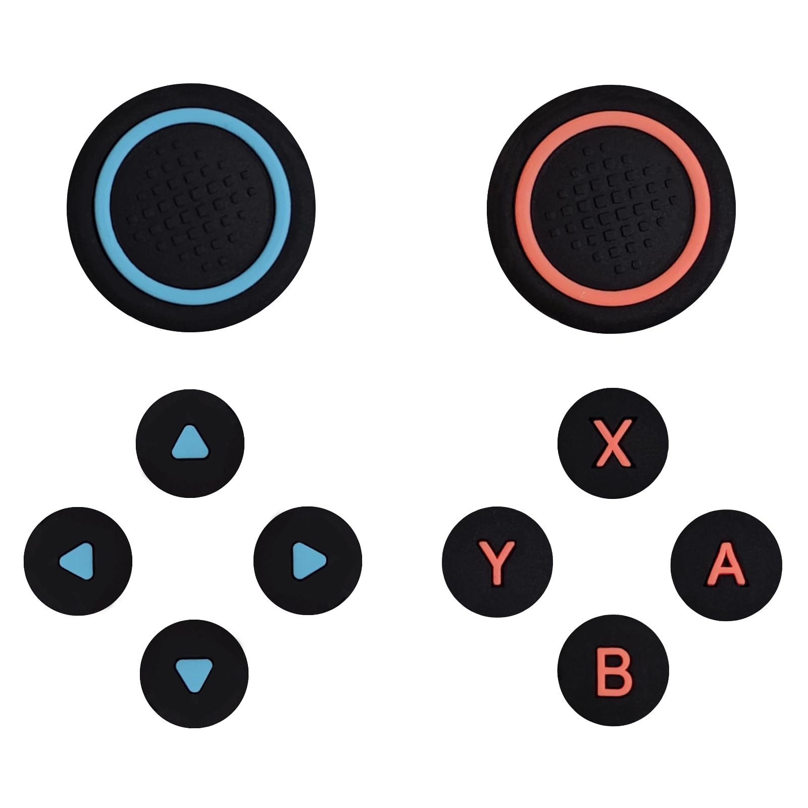 LEPEYMDA Switch 2 Thumb Grip Caps Cross D-Pad Button Caps Set, Soft Joystick Covers Key Buttons Sticker Accessories Cover Caps Design for Switch 2(Orange&Blue)