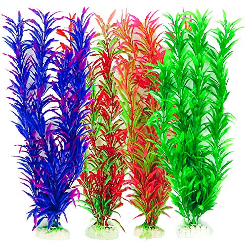 Supshopping Tall Aquarium Plants Plastic Fish Tank Decorations Large Artificial Aquarium Decor 15.7 Inches