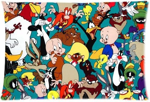 Warner Brothers Looney Tunes Cartoon Characters Custom Zippered Pillow Cases 20"x 30"(Twin sides)