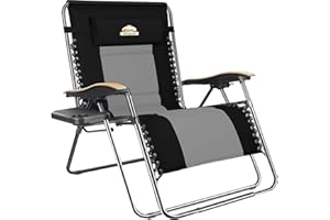 Colegence 33In Wide XXL Zero Gravity Chair Support 400 LBS, Oversized Heavy Duty Adjustable Anti Gravity Lounger with Cup Holder,Folding Outside Recliner for Beach,Camping,Lawn,Patio,Outdoor(Black)