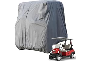 Lmeison Golf Cart Cover Club Car Covers 2 Passenger Waterproof Golf Cart Storage Accessories Fits EZ GO and Yamaha, Dustproof and Windproof, Grey