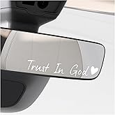 MUQIDA 4PCS Trust in God Rearview Mirror Sticker, Christian Car Stickers Self Affirmations Vanity Mirror Decal, Auto Window Vinyl Decals Cute Religious Affirmation Decor for Women (White)