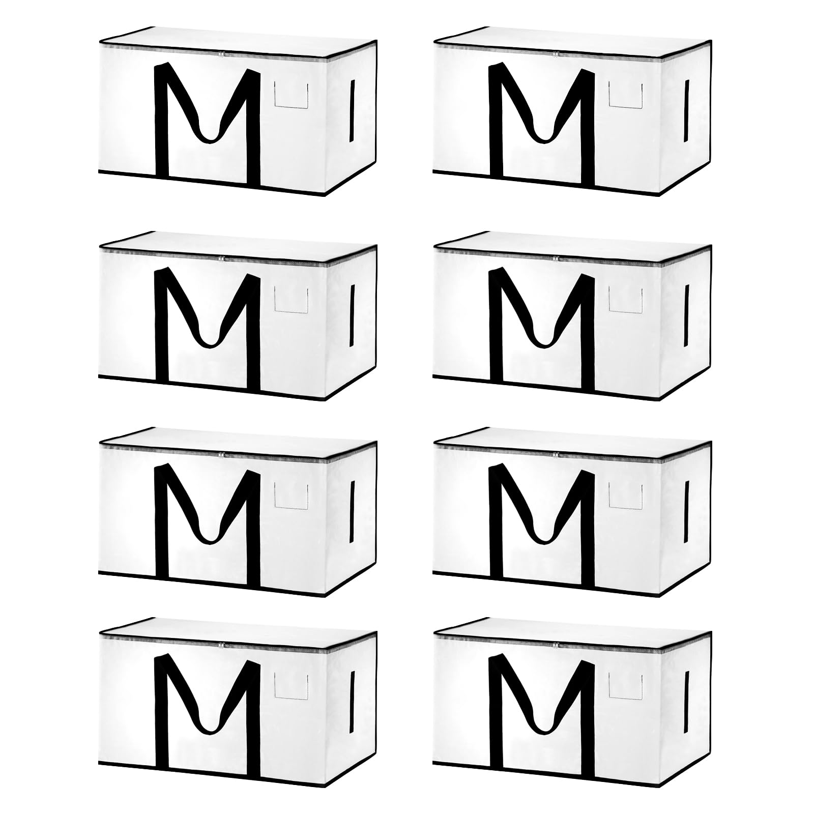 PATIKIL Extra Large Moving Bags, 8 Pack with Reinforced Handles and Zipper Storage Tote Packing Bags Collapsible for Clothes Moving Supplies,Transparent