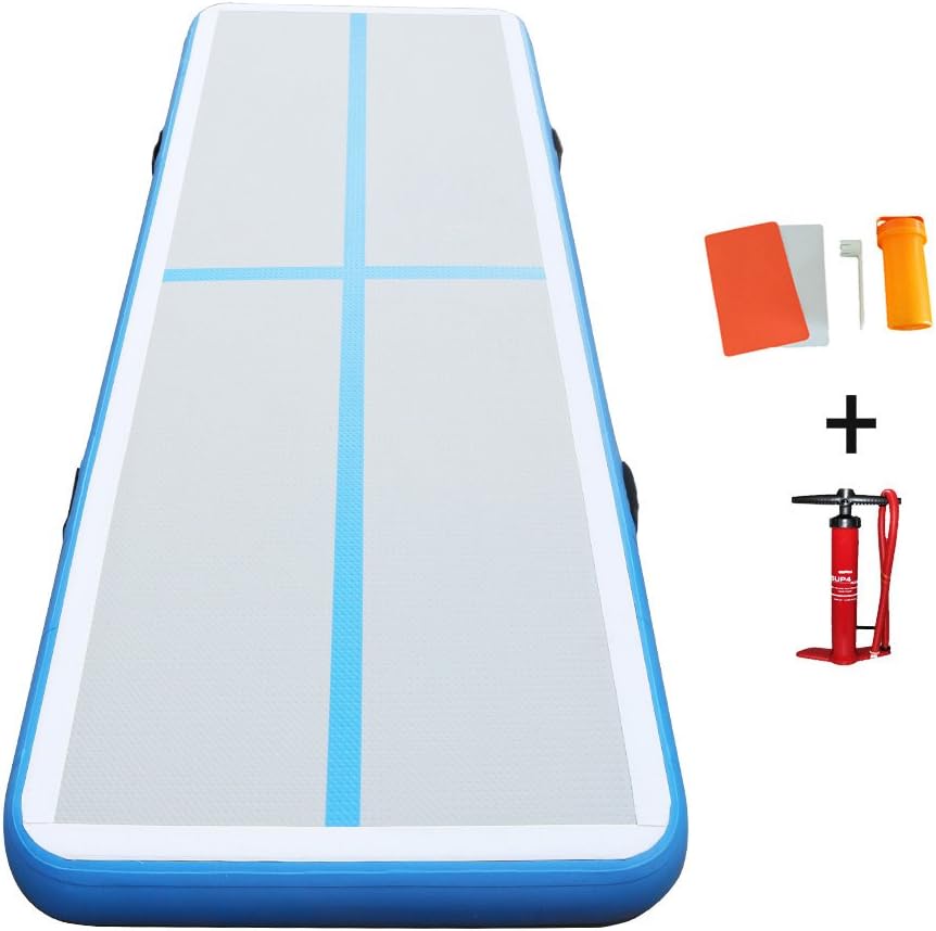 Darget Gymnastic 3m Inflatable Air Track Tumbling Floor Mat with Pump(SkyBlue Air Floor:3m /9.8'x 1m /39" x10cm /4")