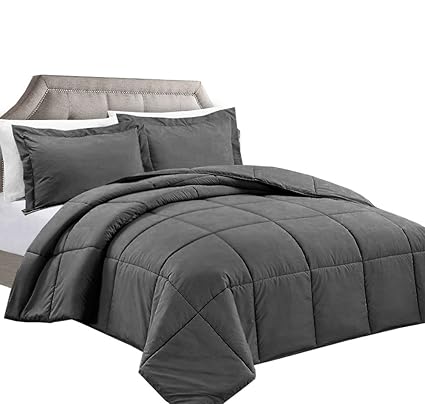 Amazon Com Ph 3 Piece Queen Charcoal Grey Comforter Set Down