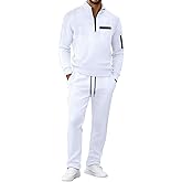 DEEX Men's Tracksuits 2 Piece Set Casual Sweatsuit Long Sleeve Running Jogging Suit Set Plaid Jacquard Outfits