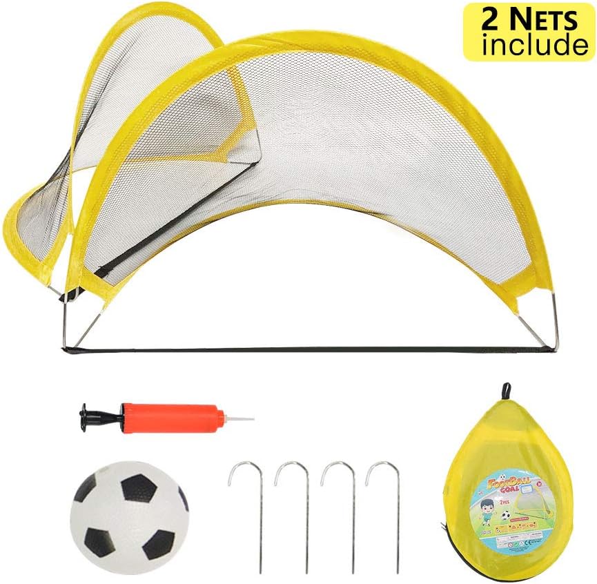 PIETFIU Pop Up Soccer Goal Kids Soccer Net for Backyard, Easy Fold-Up Soccer Training Net with Carrying Bags, children Soccer Goals Instant Soccer Play Portable 4 FT－Kids Soccer Training Nets Set of 2 : Sports & Outdoors