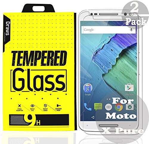 Draws 2.5 D Round Edge Ultrathin HD 9H Hardness Scratch Proof Bubble Free Moto X Pure Tempered Glass Screen Protector (Pack of 2)
