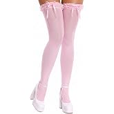 RSLOVE Womens Thigh High Stockings - Bow Socks with Ruffle | Soft Stretch, Ideal for Cosplay, Party, Daily Wear &amp; Lingerie Matching
