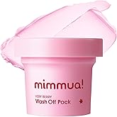 mimmua! Very Berry Wash Off Pack | Korean Sauna Face Mask | Berry Complex + Fermented Ingredients for Skin Barrier | Instant Glow Up Effect | Whipped Cream Pack for Textured, Dry Skin 3.38 FL OZ