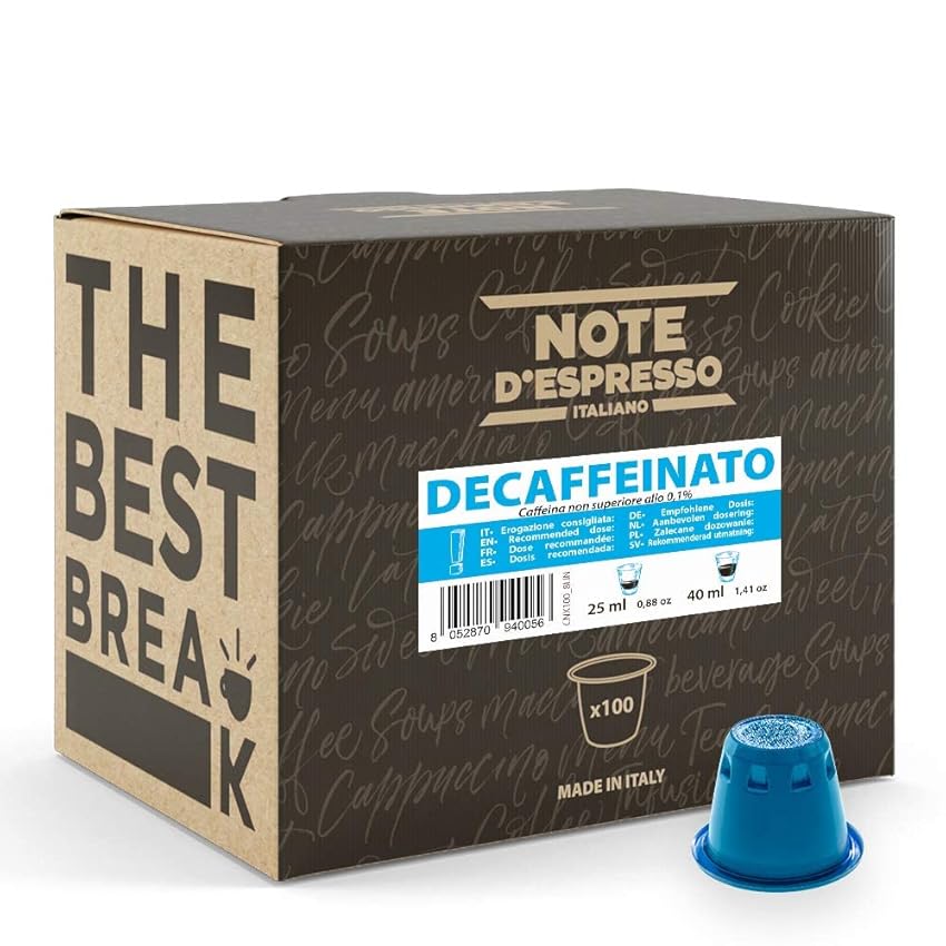 Note D'Espresso Caffè Decaffeinato, Capsule Compatibili con Sistema NESPRESSO