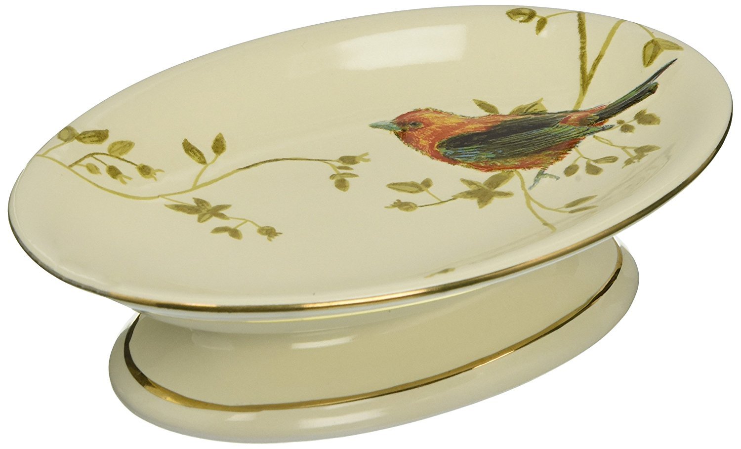 Avanti Linens Gilded Birds Soap Dish, Ivory