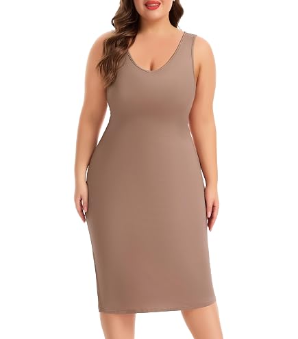 Wikoan Women's Plus Size Full Slips Soft Slip Dress for Under Dress Adjustable Straps Nightgown Sleeveless Long Cami Dresses,Black,XL at Amazon Women's Clothing store