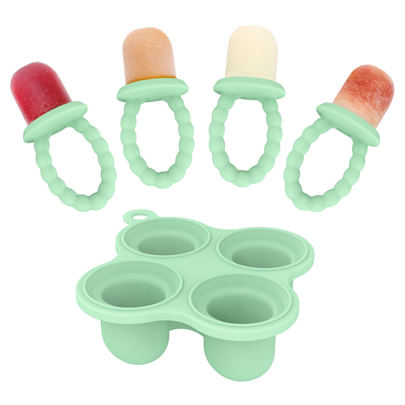 Btrfe Silicone Petite Pops, Baby Popsicle Mold Set - Tiny Pops and Teether for Infants 4+ Months Teething Relief, Baby Essentials