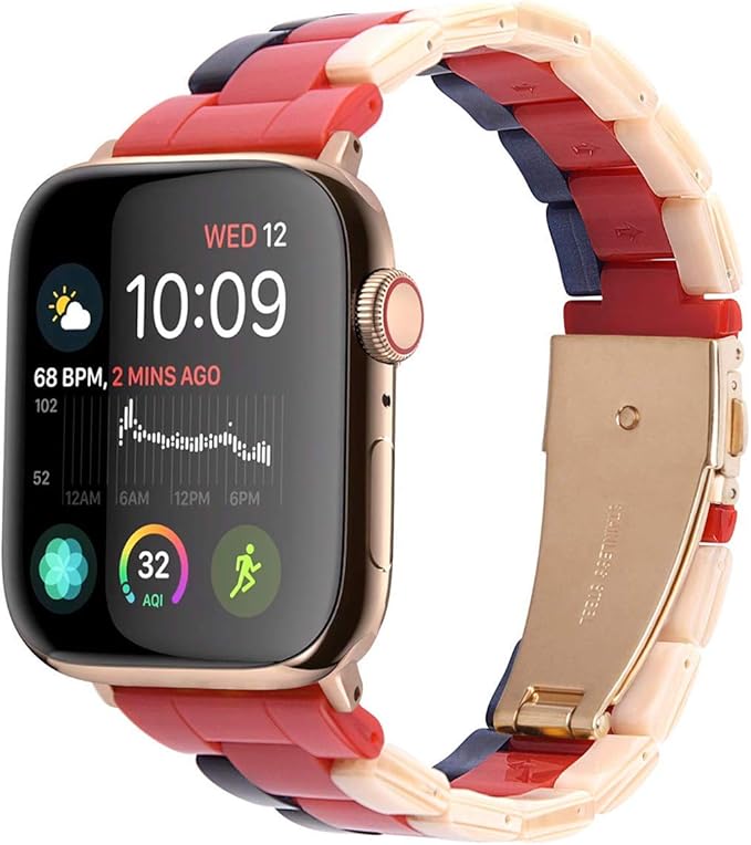 Fwheel Bracelet de Rechange pour Montre connectée avec Double Bouton et  Fermoir déployant Compatible avec Apple Watch Series 1 2 3 4 Tous Les  modèles Gucci Blue Red White 42mm 44mm: Amazon.fr: High-tech