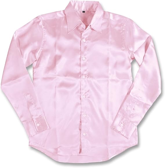 Amazon サテンシャツ 無地 光沢 衣装 ホスト 長袖シャツ 日本製 メンズ ライトピンク薄いピンク シャツ 通販