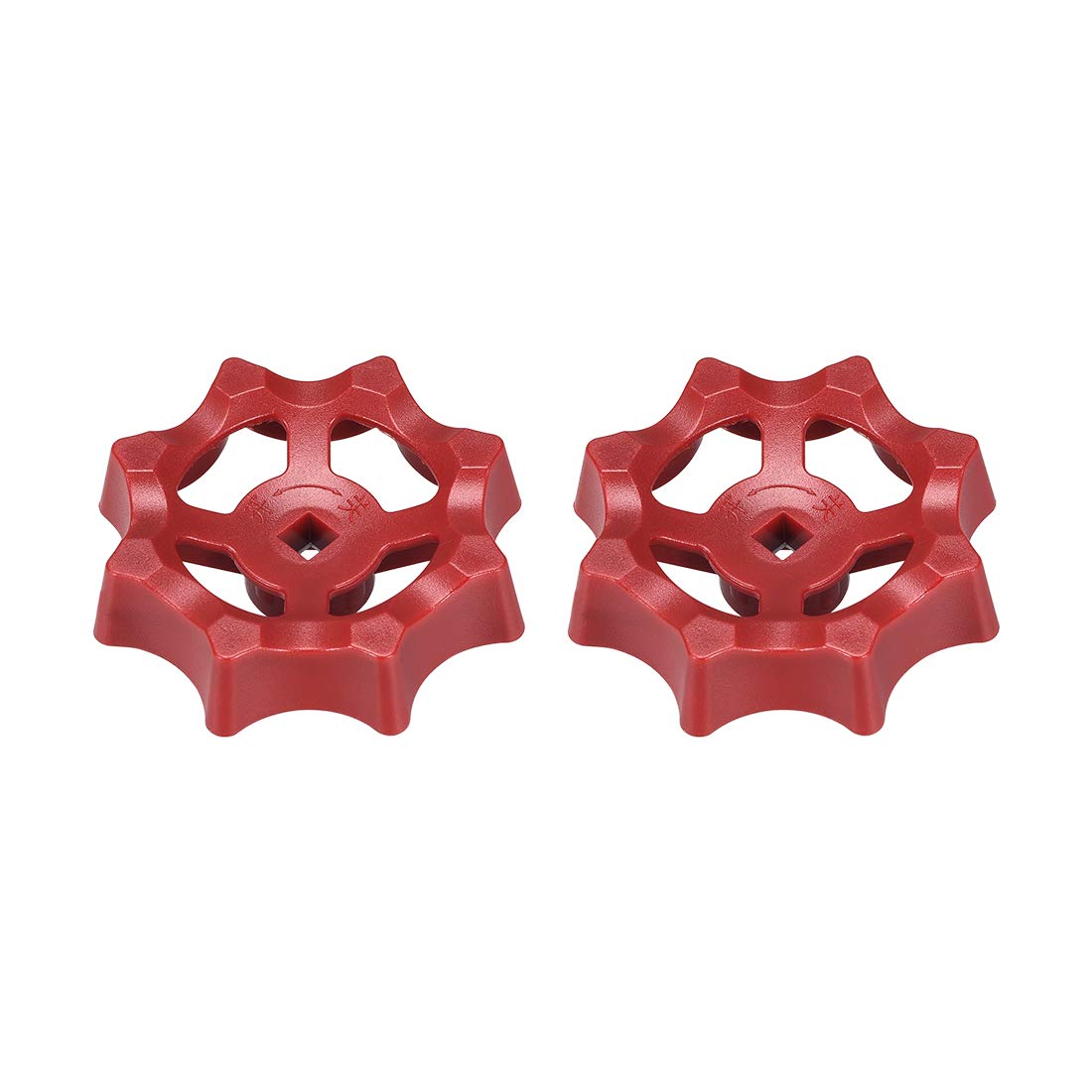 sourcing map Plastic Outside Faucet Round Wheel Handle, Square Broach 6x6mm, Wheel OD 63mm ABS Red 2Pcs