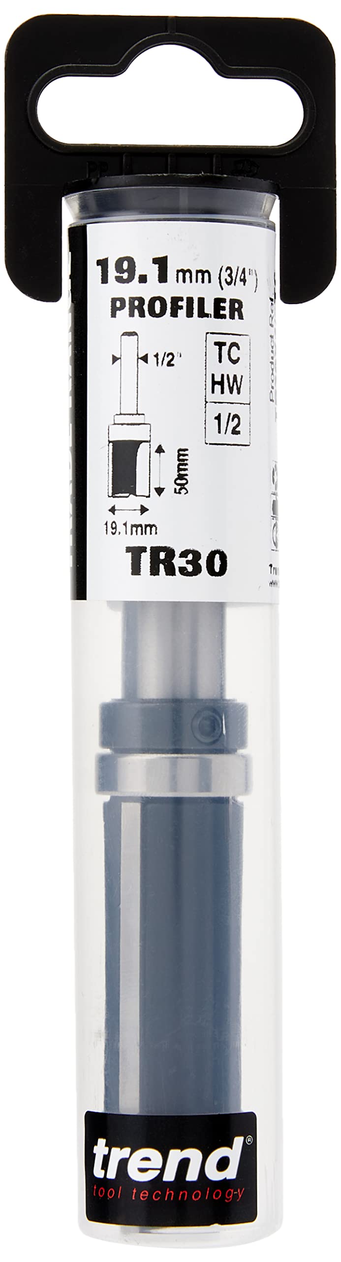 Trend Trade Guided Profiler, 1/2 Inch Shank, 19.1mm Cut Diameter & 50mm Cut Length, Tungsten Carbide Tipped, TR30X1/2TC