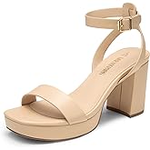 DREAM PAIRS Platform Heels for Women High Block Chunky Open Toe Ankle Strap Heels Fashion Wedding Party Evening Prom Dance Dress Pump Sandals Shoes