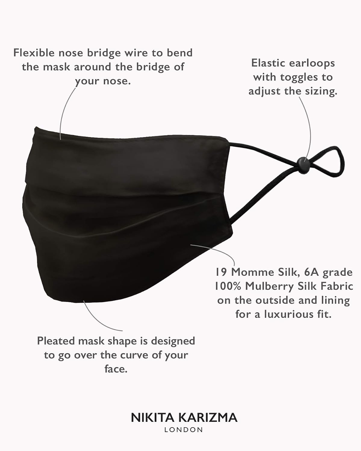 KARIZMA Beverly Hills Silk Face Mask - Luxury Fashionable Designer Washable Fabric Reusable Facemask for Women - Image 3