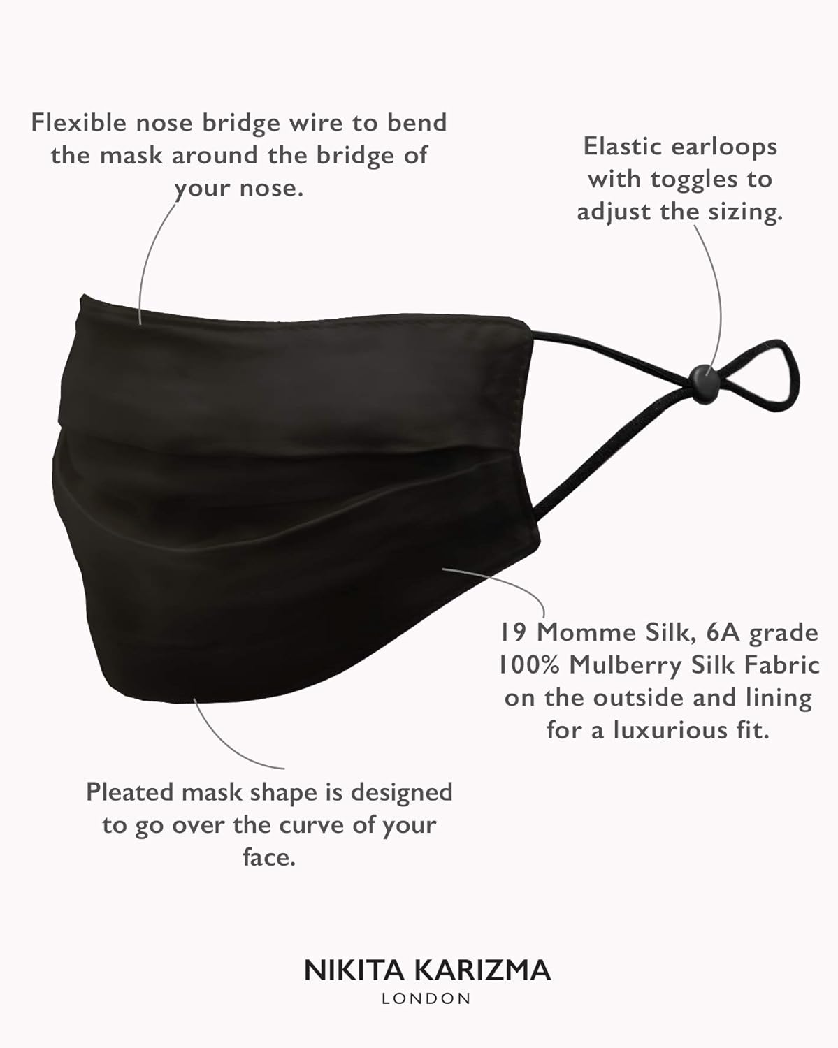 KARIZMA Beverly Hills Silk Face Mask 4 Pack Collection. Fashionable Designer for Women. Washable Fabric Reusable Facemask. Real Mulberry Silk Masks - Image 3