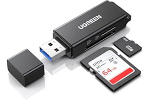 UGREEN SD Card Reader 5Gbps USB 3.0 Micro SD Memory Card Adapter for SDXC, SDHC, RS-MMC, Micro SDXC, Micro SDHC, UHS-I for Ma