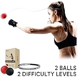 TEKXYZ Boxing Reflex Ball, 2 Difficulty Level Boxing Ball with Headband, Softer than Tennis Ball, Perfect for Reaction, Agility, Punching Speed, Fight Skill and Hand Eye Coordination Training