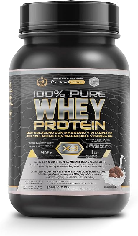 Whey Protein | Proteína Whey pura con Colágeno + Magnesio | Mejora tus entrenamientos | Protege y aumenta la masa muscular | 1000g de proteína (Chocolate)