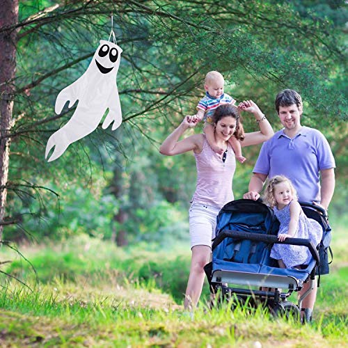 Sunshane 1 Piece 43 Inch Halloween Windsocks Flag Ghost Windsock Outdoor Hanging Decoration for Halloween Home Front Yard Patio Lawn Garden Decorations