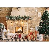 Haboke 7x5ft Soft Durable Fabric Christmas Fireplace Theme Backdrop for Photography Christmas Tree Gift Decorations for Xmas Party Supplies Background Pictures Banner Photo Studio Decor Booth Props
