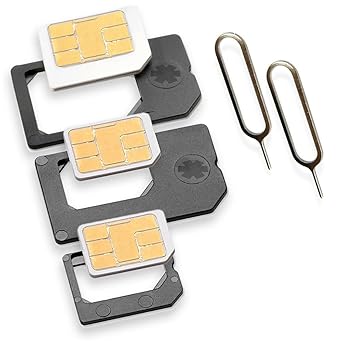 Nano Sim und Micro Sim Adapter KOMPLETT-SET (5er-SET) mit 2x Simnadel Eject Pin, Adapter sind zur Verwendung von NanoSIM und 