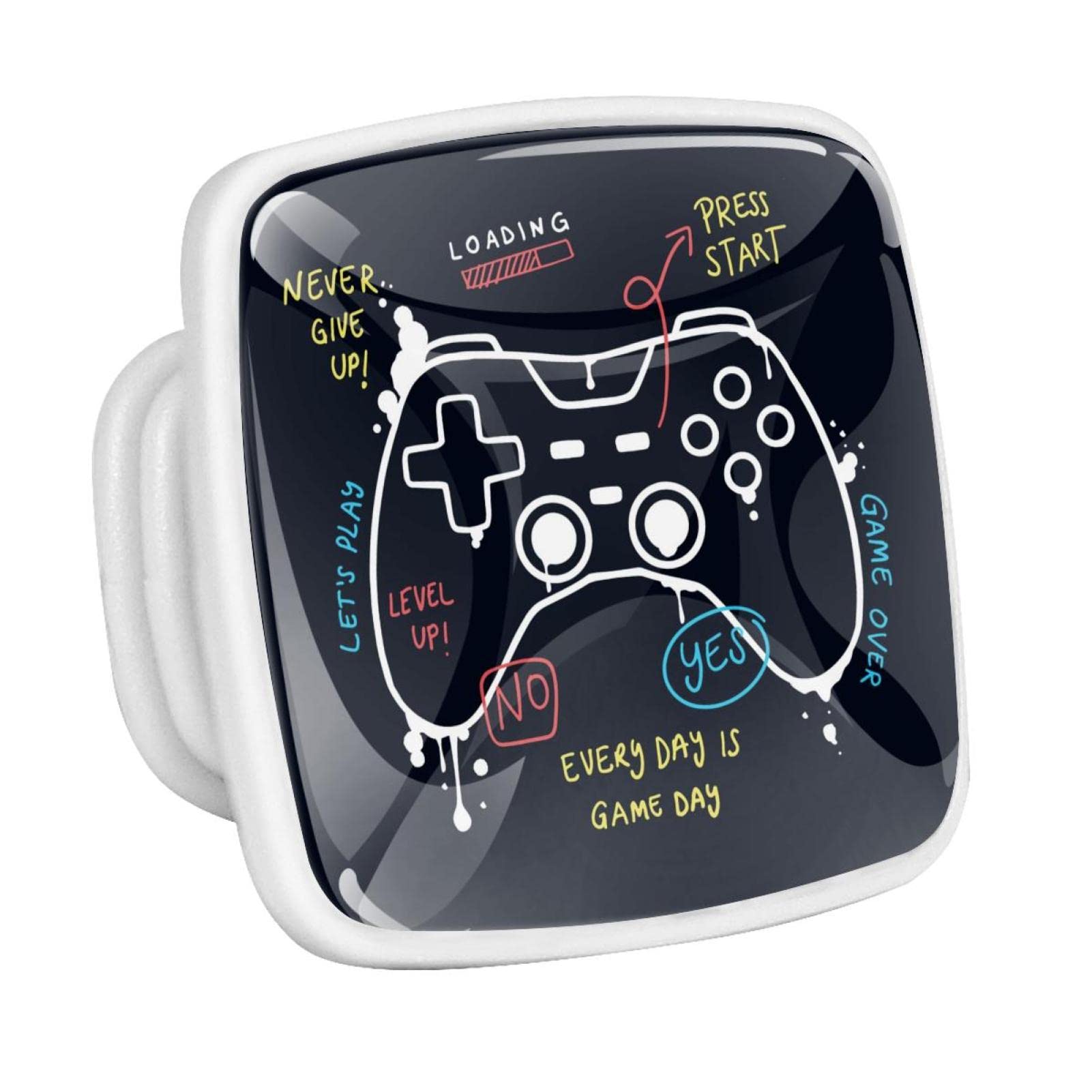 Eslifey 4 Pack Cabinet Knobs Grunge Gaming Controller Drawer Knobs Square Glass Knobs Dresser Pulls Hardware Cupboard Wardrobe Handles for Kitchen, Glowing in The Dark