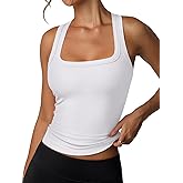 REORIA Built in Bra Tank Tops for Women Summer Sleeveless Racerback Square Neck Casual Basic Ribbed Tops 2026