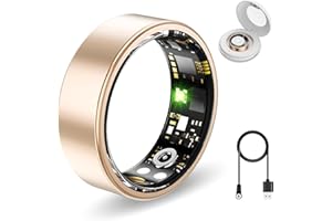 AICHIKEN Smart Health Rings for Women Men, Fitness Tracker with Heart Rate, Blood Oxygen, HRV, Sleep Tracker, Step Tracker, No Subscription Fee, IP68 Waterproof Smart Ring for iphone & Android (RoseGold, 7)